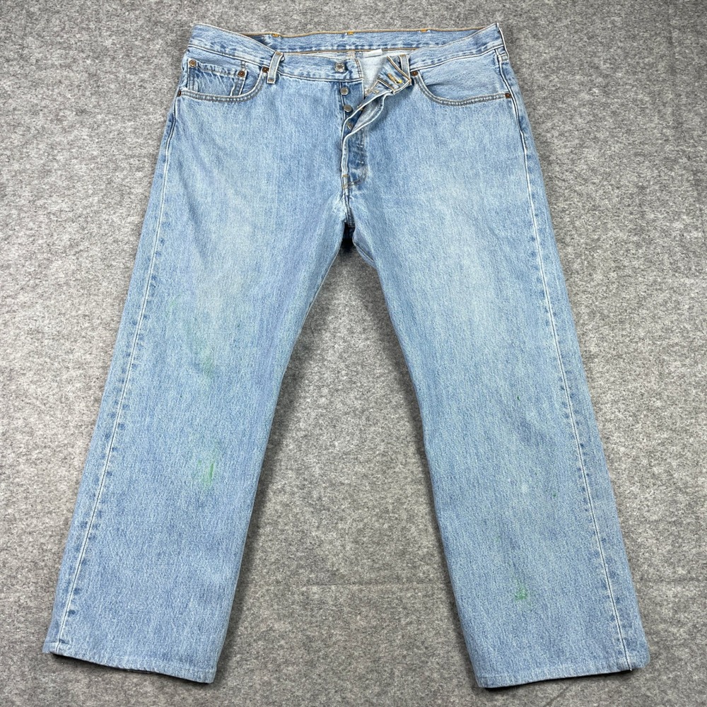 VTG Levis 501 Jeans Mens 40x30 (Fits 39x26) Blue Straight Button Fly *Patched*